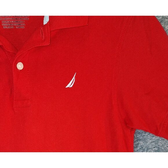 Nautica Red Sporty Polo Shirt L/G (14/16) 100% Cotton Short Sleeve Classic Fit - Picture 4 of 8